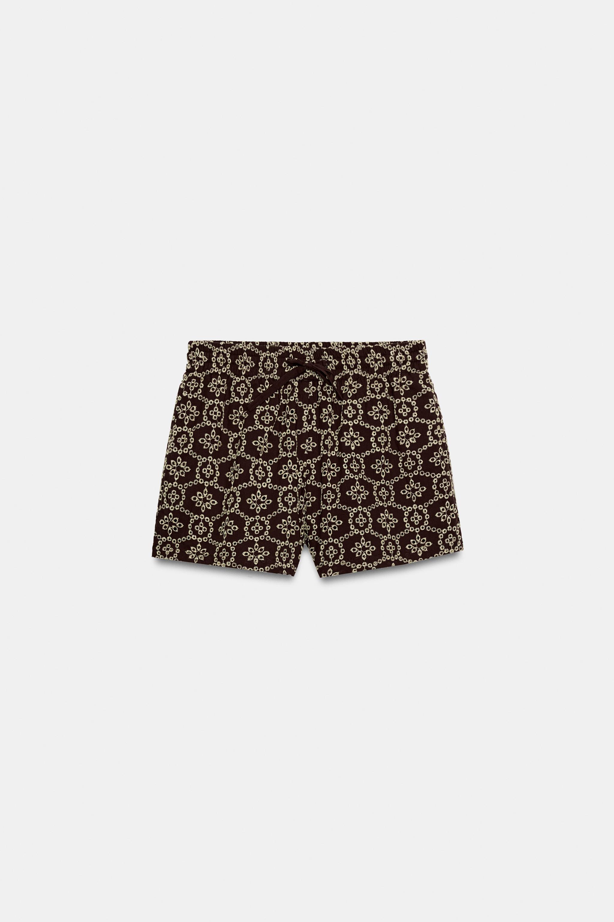 PERFORATED EMBROIDERED SHORTS